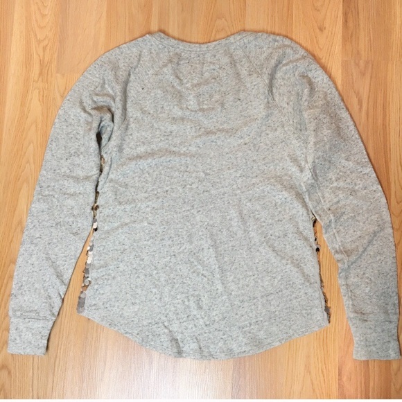 Express Crewneck with Reversible Gold Metallic and Cream Sequins Size M - Picture 6 of 9